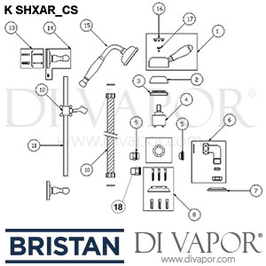 Bristan K SHXAR CS Colonial Manual Surface Mounted Shower with Adjustable Riser Spare Parts - BR DV 309